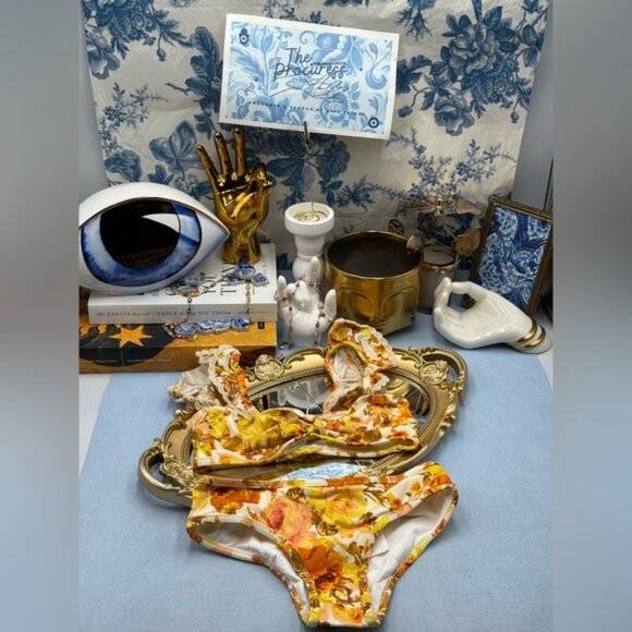 🆕 ZIMMERMANN KIDS 🧿 NWT Raie Trim Tie Front Bikini, Yellow Floral - Sz 4Y - Picture 3 of 15